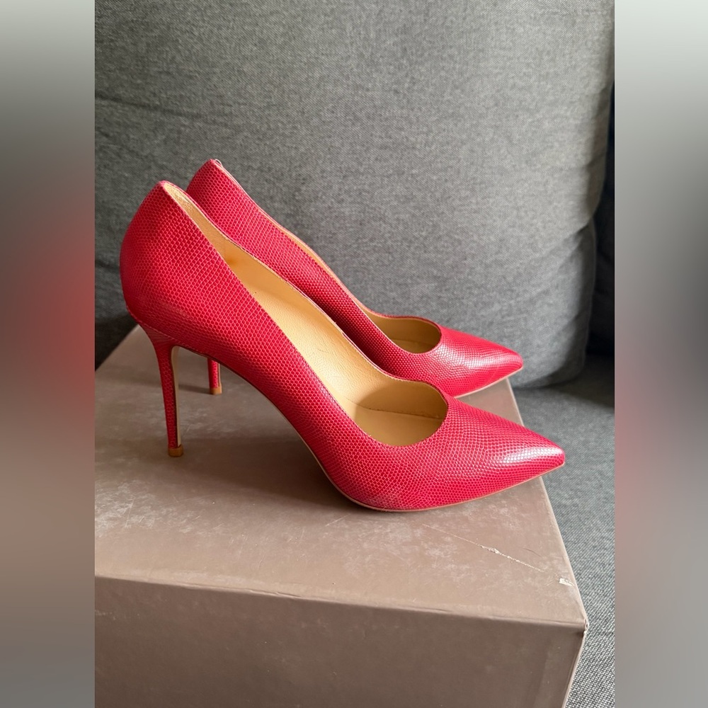 Longchamp Red Leather Heels Pumps
Closed Pointed Toe